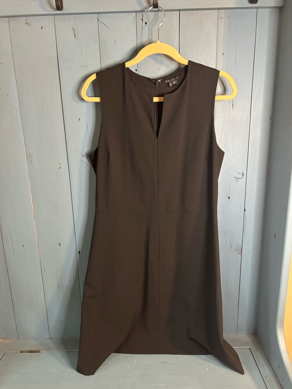 Theory Classic Black Sleeveless Midi Sheath Dress | Size 12 Designer